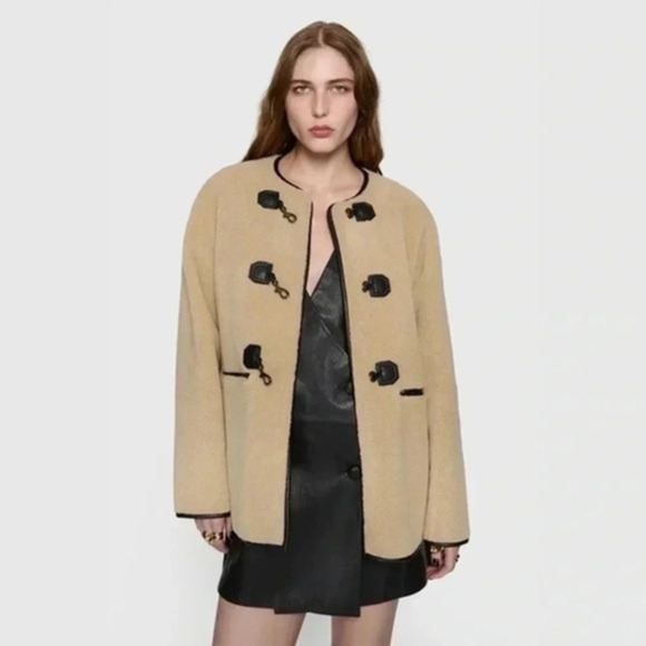Nwt Rebecca Minkoff Womens Shearling Toggle Sherpa Coat Wool Blend Coat Size Xl